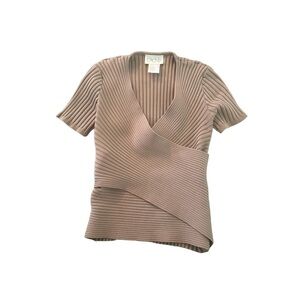 Cache Criss Cross V Neck Shirt Sleeve Stretch Top Size Large